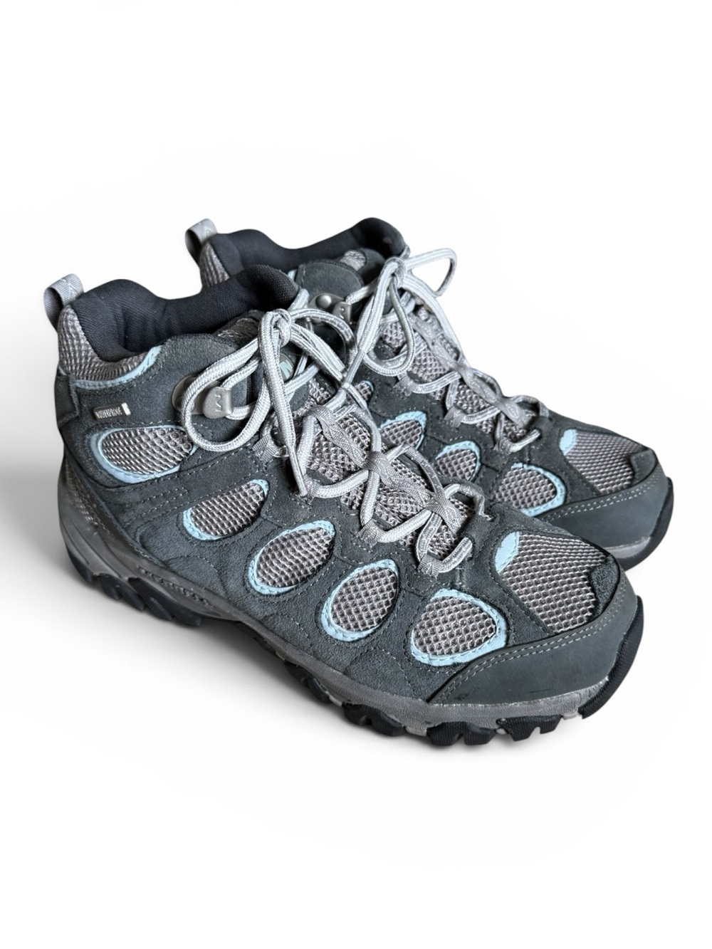 Merrell Castle Rock Waterproof Hiking Boots Outdoor Shoes Dove Gray Blue Size 9